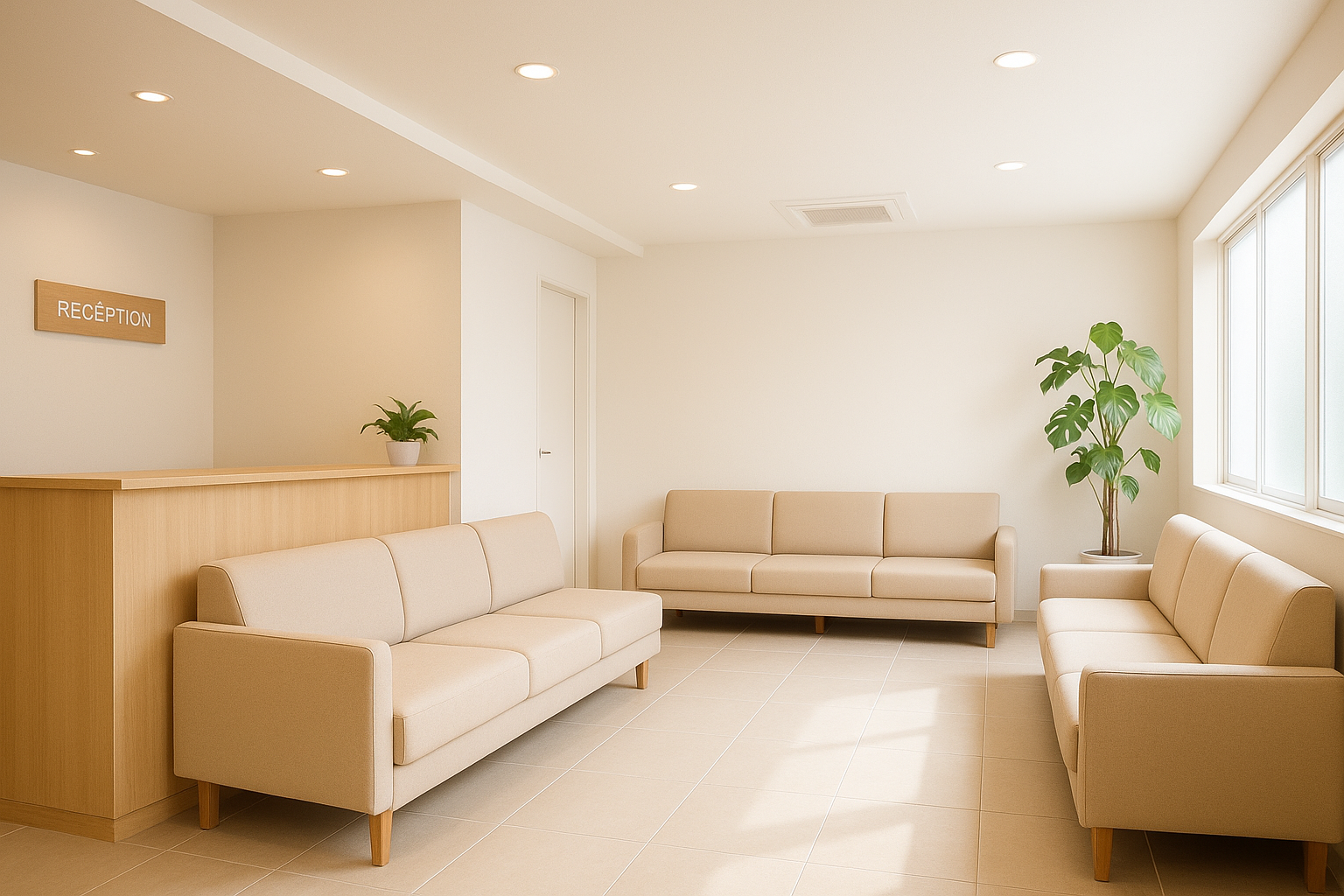 清潔で明るい待合室